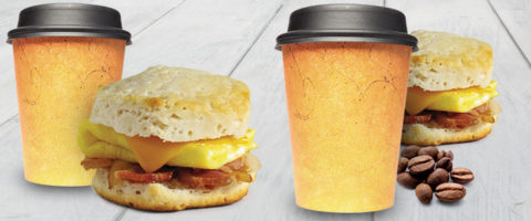 breakfast sandwiches and coffee
